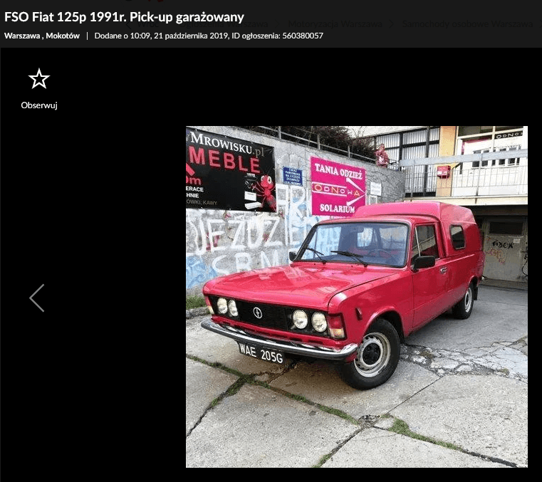 Fiat 125p pickup na sprzedaż 