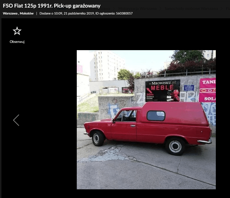 Fiat 125p pickup na sprzedaż 