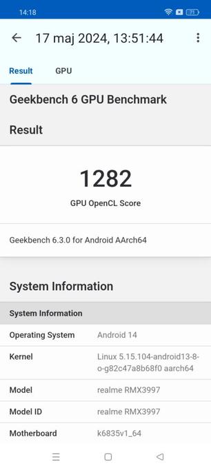 realme 12x 5G - GeekBench 6, GPU