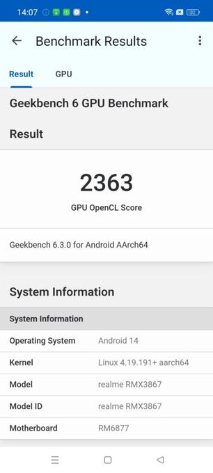 realme 12+ 5G - GeekBench 6, GPU