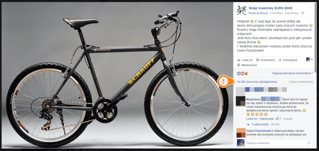 Fałszywy konkurs &quot;Sklepu rowerowego EURO BIKE&quot; cieszy się ogromną popularnością. 