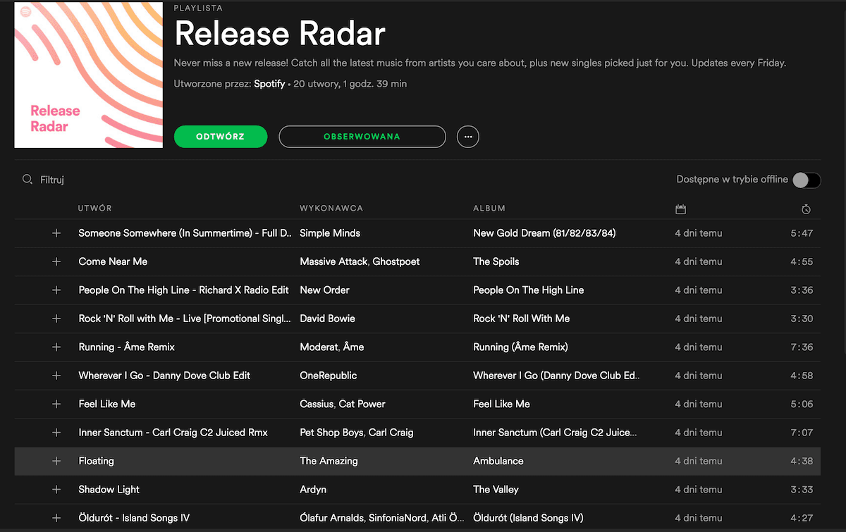Spotify Release Radar 