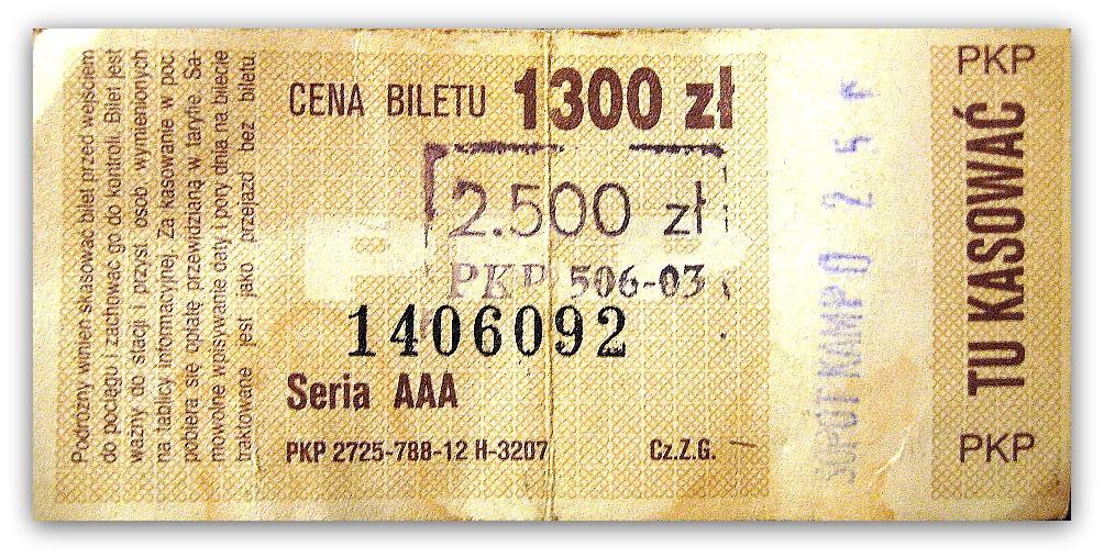 Bilet Trójmiejskiej SKM sprzed denominacji (z przebitą ceną) pokazuje Wam, że ceny kiedyś były zupełnie inne. Autor Tomasz Sienicki class="wp-image-518202" 