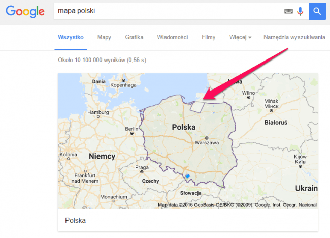 Mapa Polski w Google Maps. 