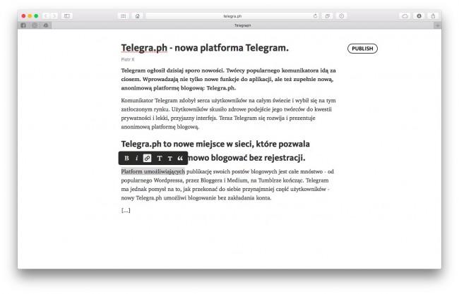 Telegra.ph - blog od twórców Telegram 