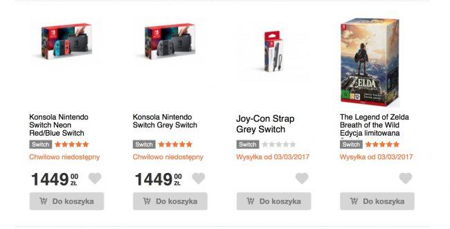 Nintendo Switch cena w Polsce 