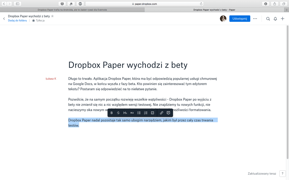 Dropbox Paper wychodzi z Bety. class="wp-image-542224" 