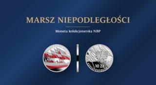 Marsz Niepodległości na srebrnej monecie kolekcjonerskiej NBP
