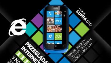 Opinie uczestników programu testuj Nokia Lumia 610 na temat przeglądarki internetowej Internet Explorer 9