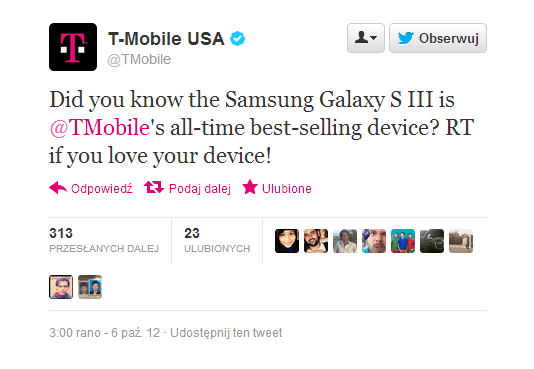 TMobile sprzedaje Samsunga Galaxy S III 