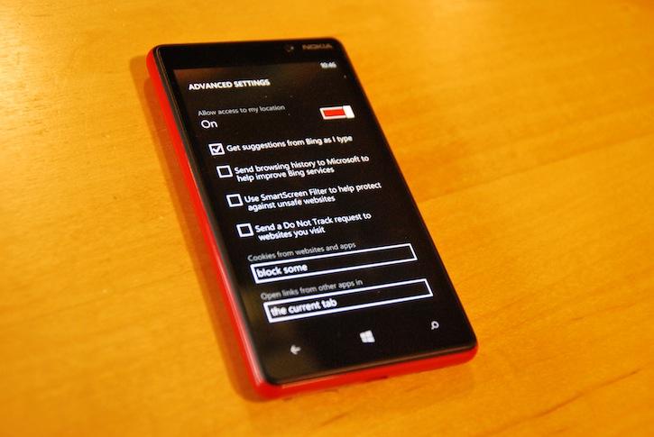 Windows Phone 8 location settings 