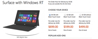 Ceny Microsoft Surface z Windows RT