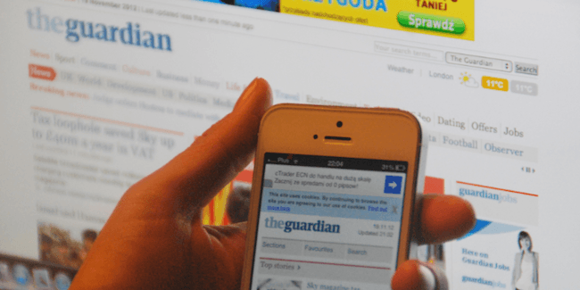 Między 6 a 7 rano więcej osób czyta Guardiana na smartfonach aniżeli na komputerze