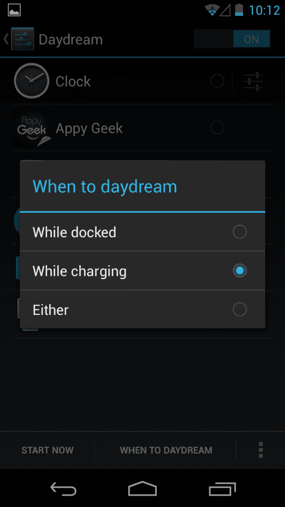 android 4.2 daydream ustawienia 
