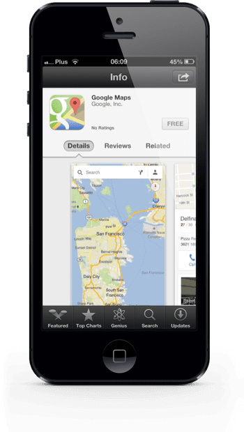 Mapy Google iOS 