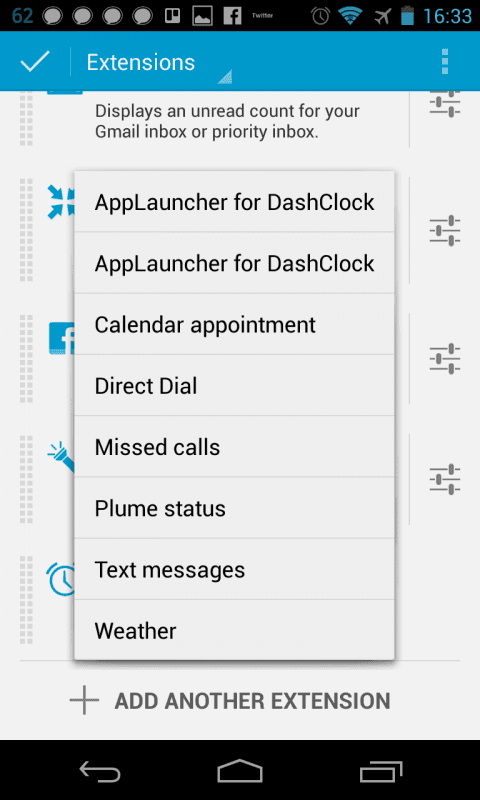dashclock settings 