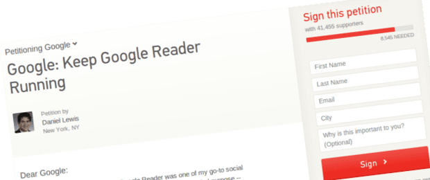 Petycja Google Reader przeciwko zakończeniu usługi - podpisz ją!
