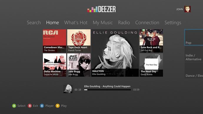 Deezer ma swoją aplikację na Xboksa 360, która obsługuje Kinecta