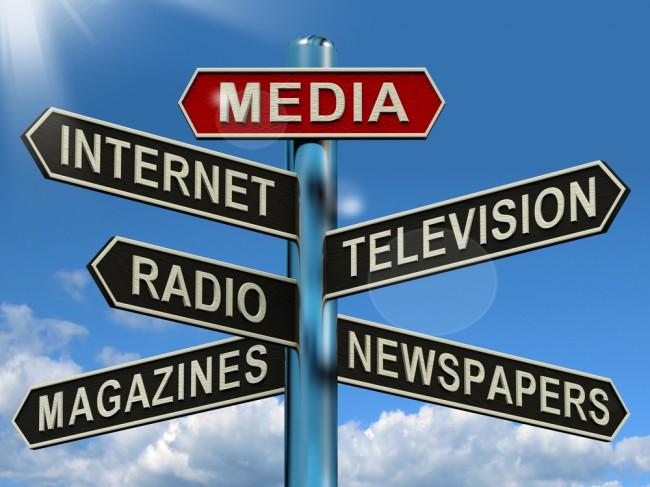 Media Signpost Shows Internet Television Newspapers 
