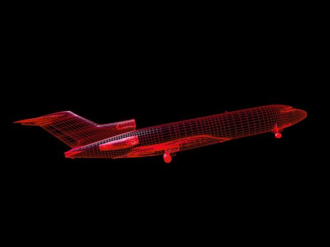 3D model of airplane isolated on BLACK background 