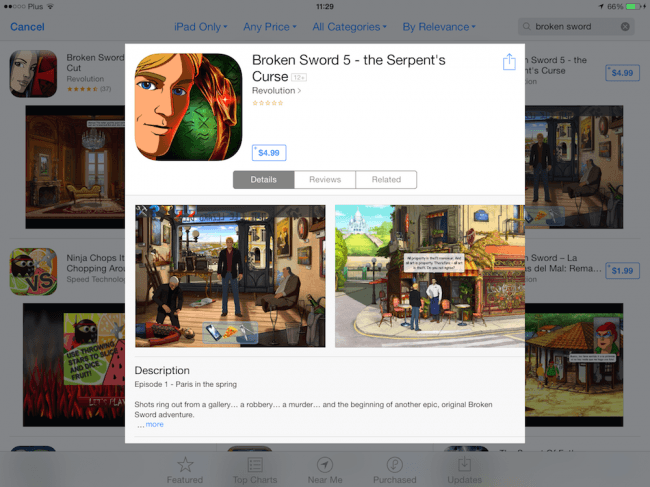Broken Sword 5 iOS, 1 