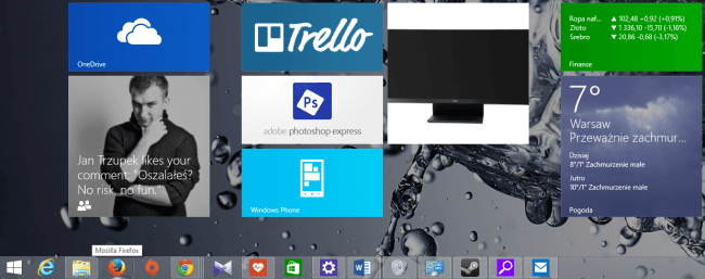 Menu Start w interfejsie kafelkowym Windows 81 update 1 