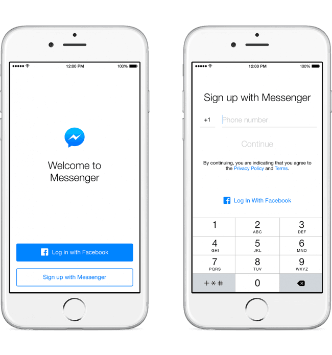 Messenger Sign Up iOS 