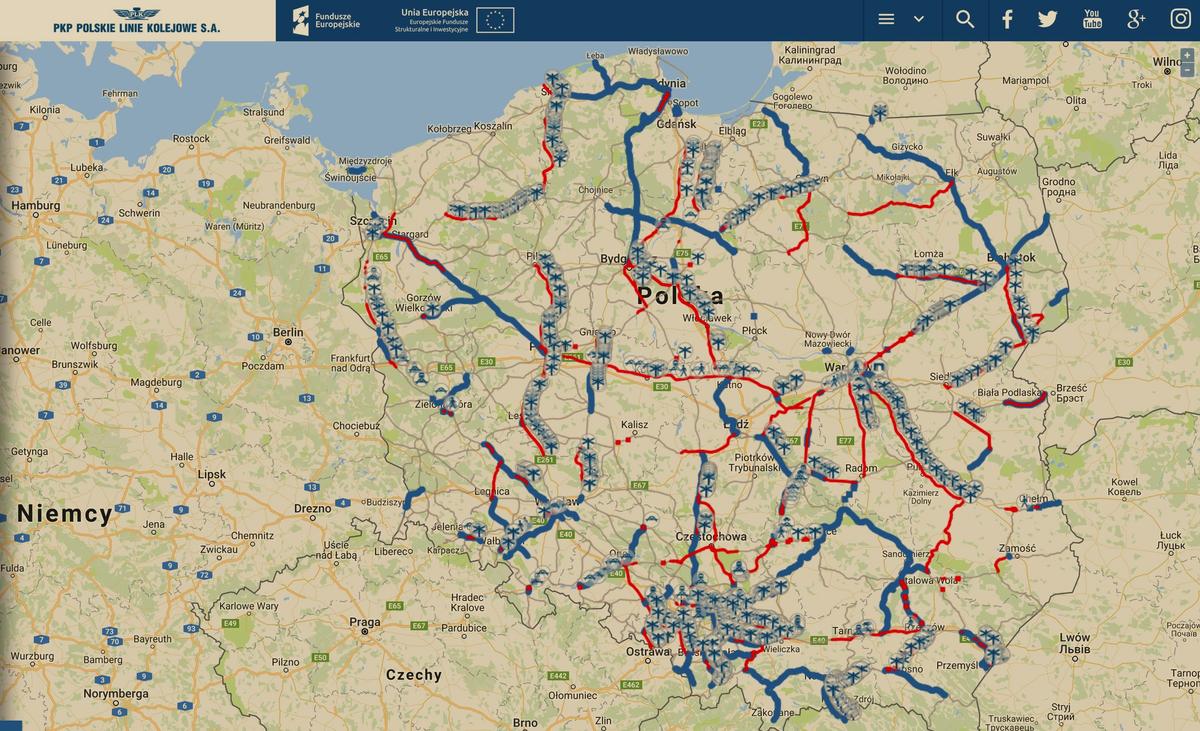 PKP Polskie Linie Kolejowe włączyły interaktywną mapę inwestycji w kolej