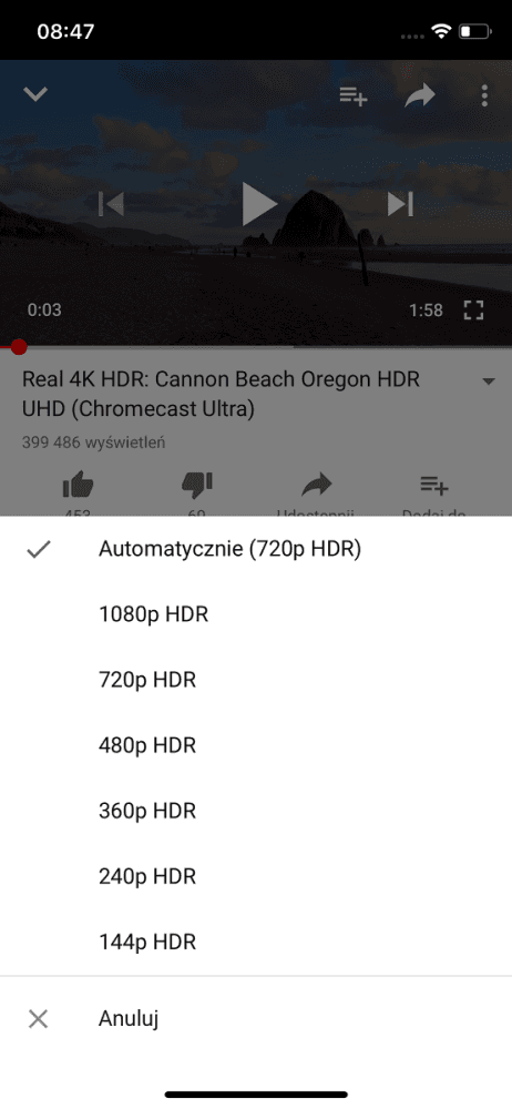 iPhone X YouTube HDR 