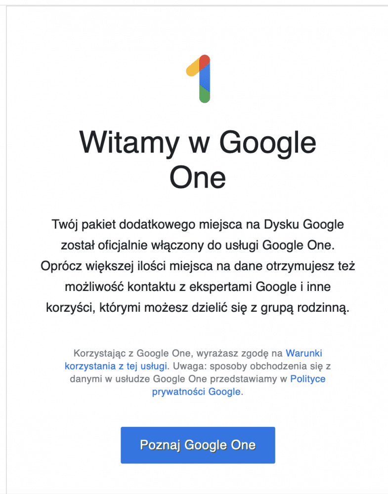 Google One w Polsce - cena, opinie. 