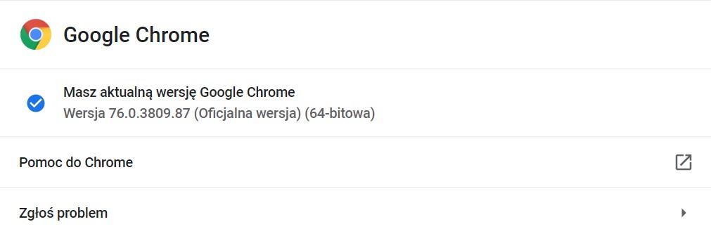 Chrome 76 aktualizacja 