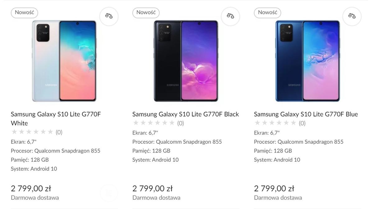 Samsung Galaxy S10 Lite - cena w Polsce 