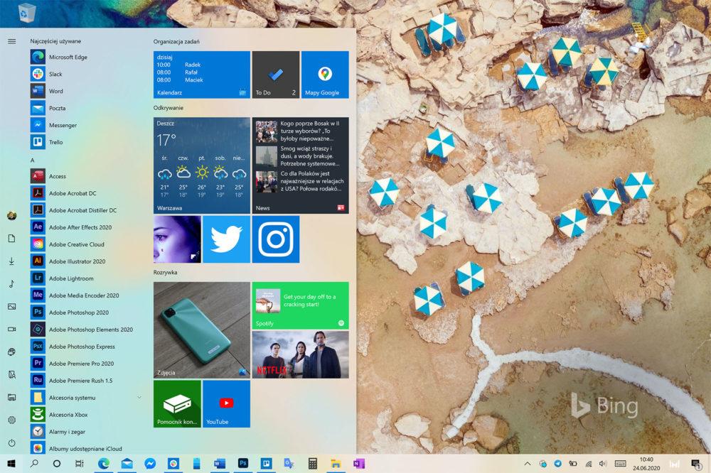 windows 10 menu start nowy wygląd 
