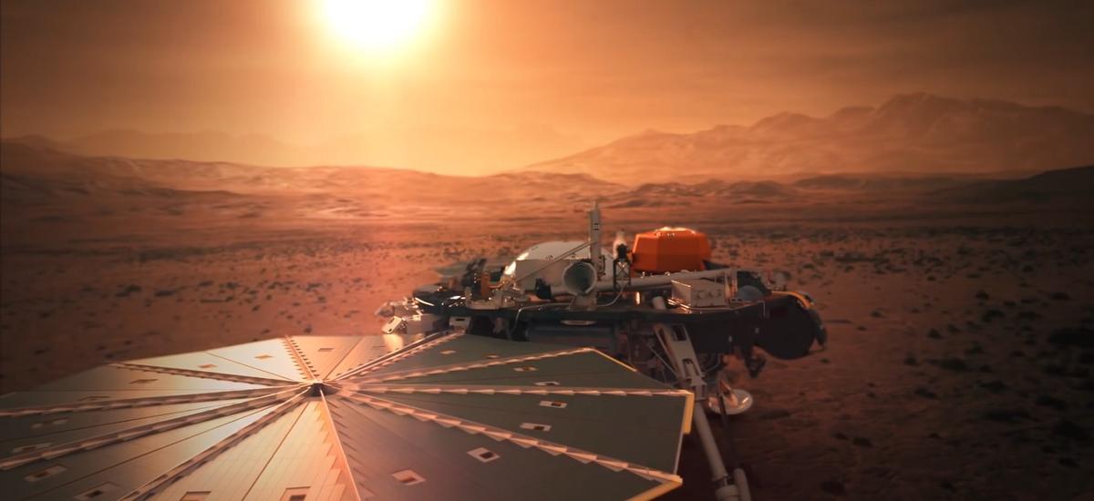 Lądownik InSight fotografuje wschód słońca na Marsie
