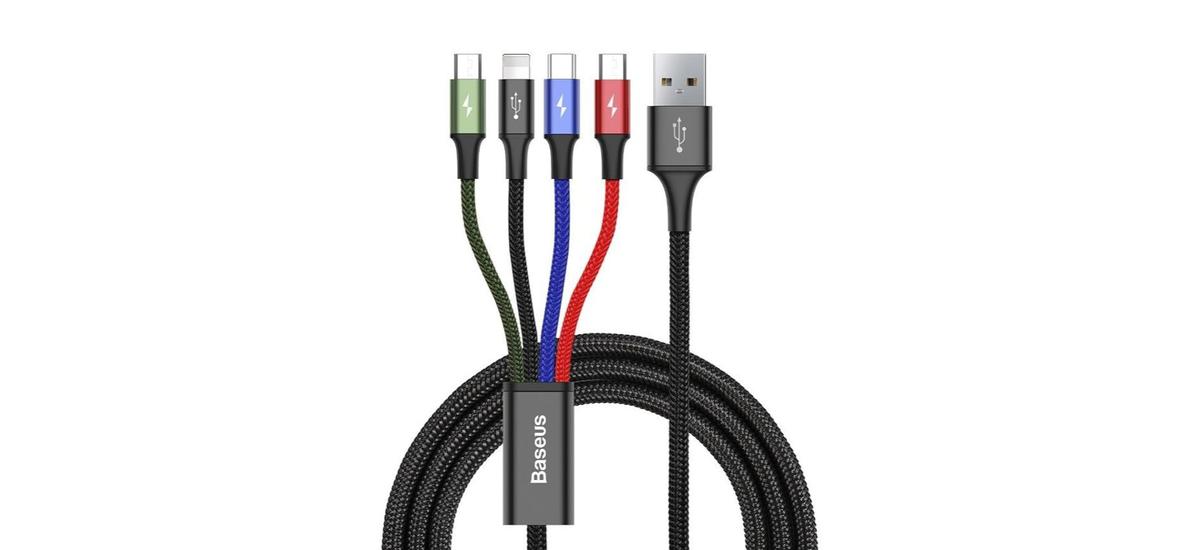 Kabel Baseus 4 w 1 (USB-C, Lightning i 2x micro USB) 1,2 m za 29 zł