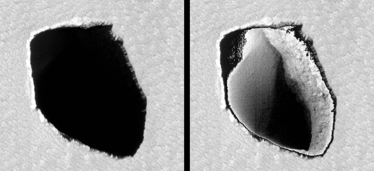 NASA znalazła dziwną dziurę na Marsie. Jest głęboka i ma kształt Polski