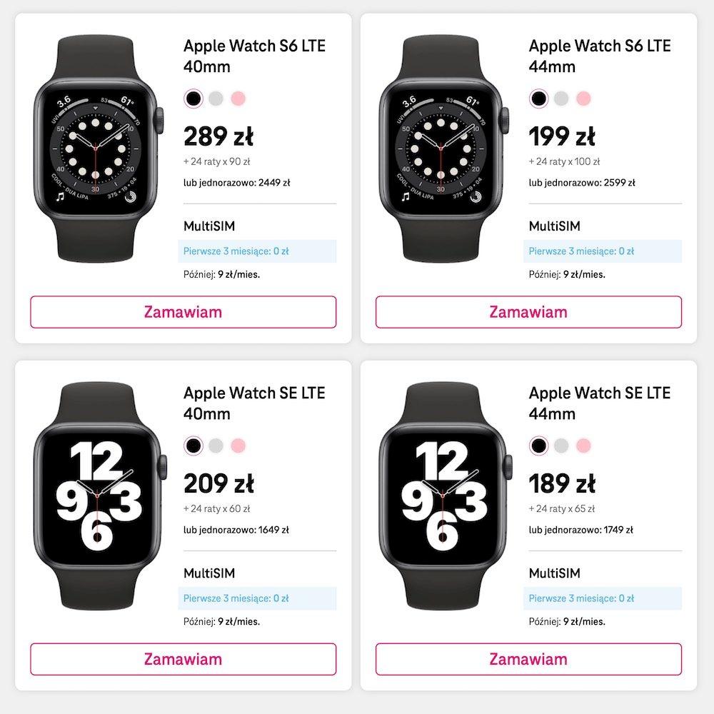 apple watch series 6 se t-mobile lte esim ceny 
