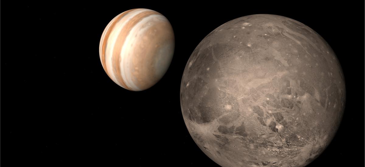 Ganimedes rzuca cień na powierzchnię Jowisza