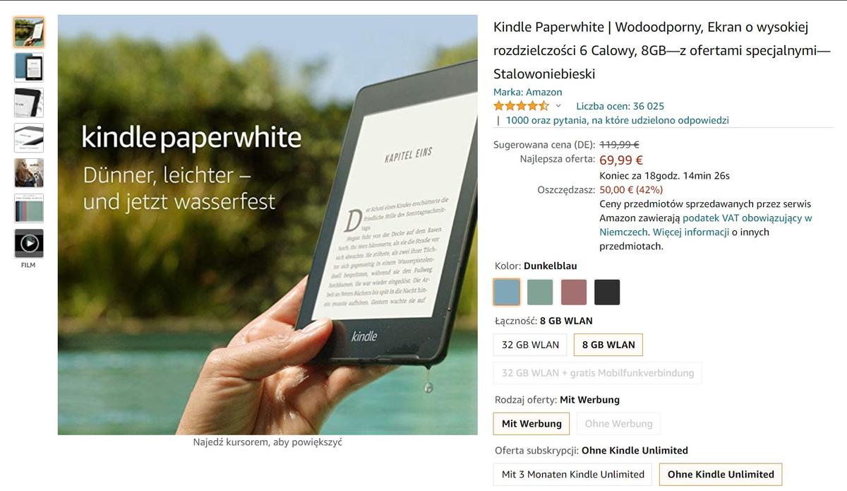Kindle Paperwhite 4 promocja 
