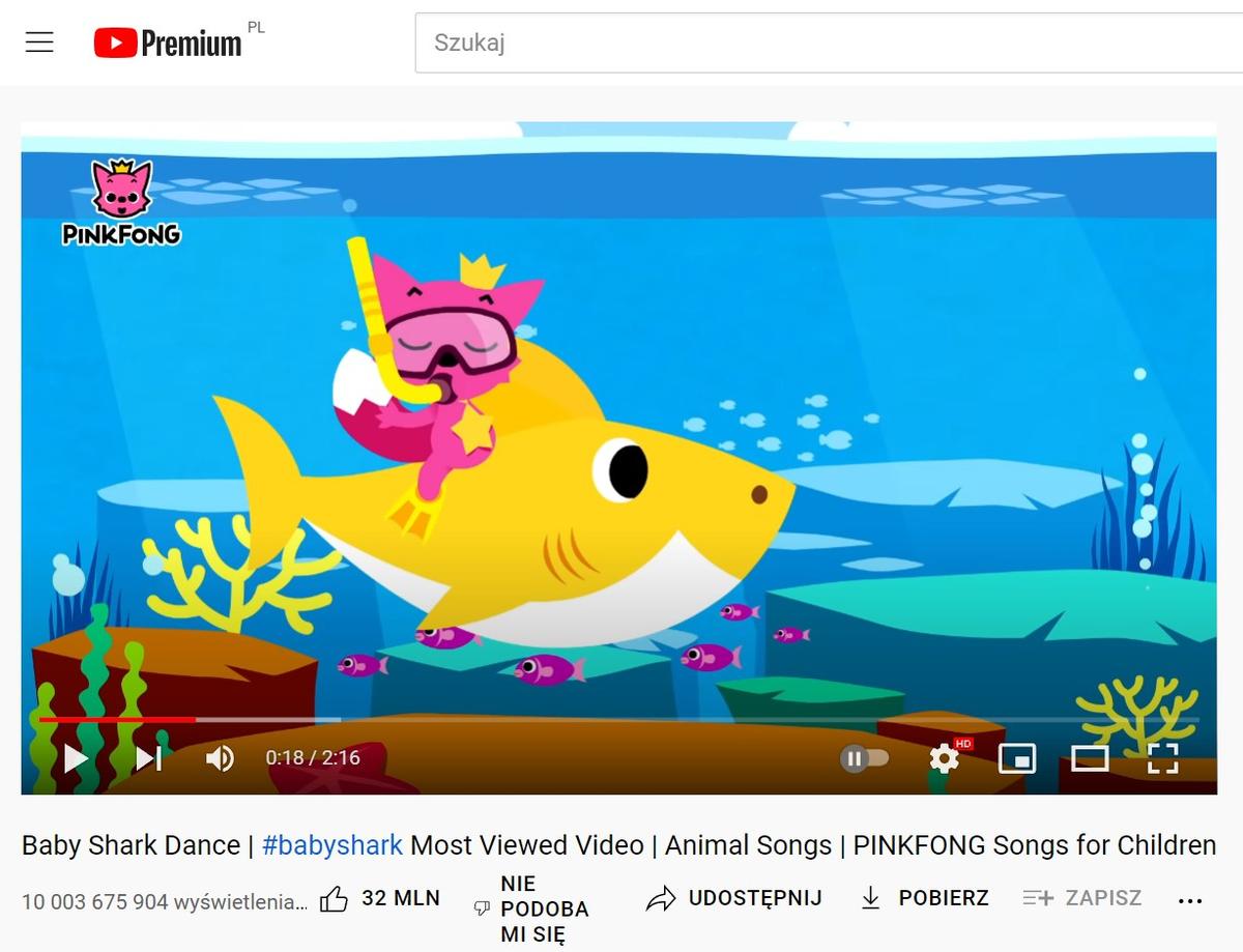 Baby Shark - najpopularniejsze wideo w historii YouTube class="wp-image-2007953" 