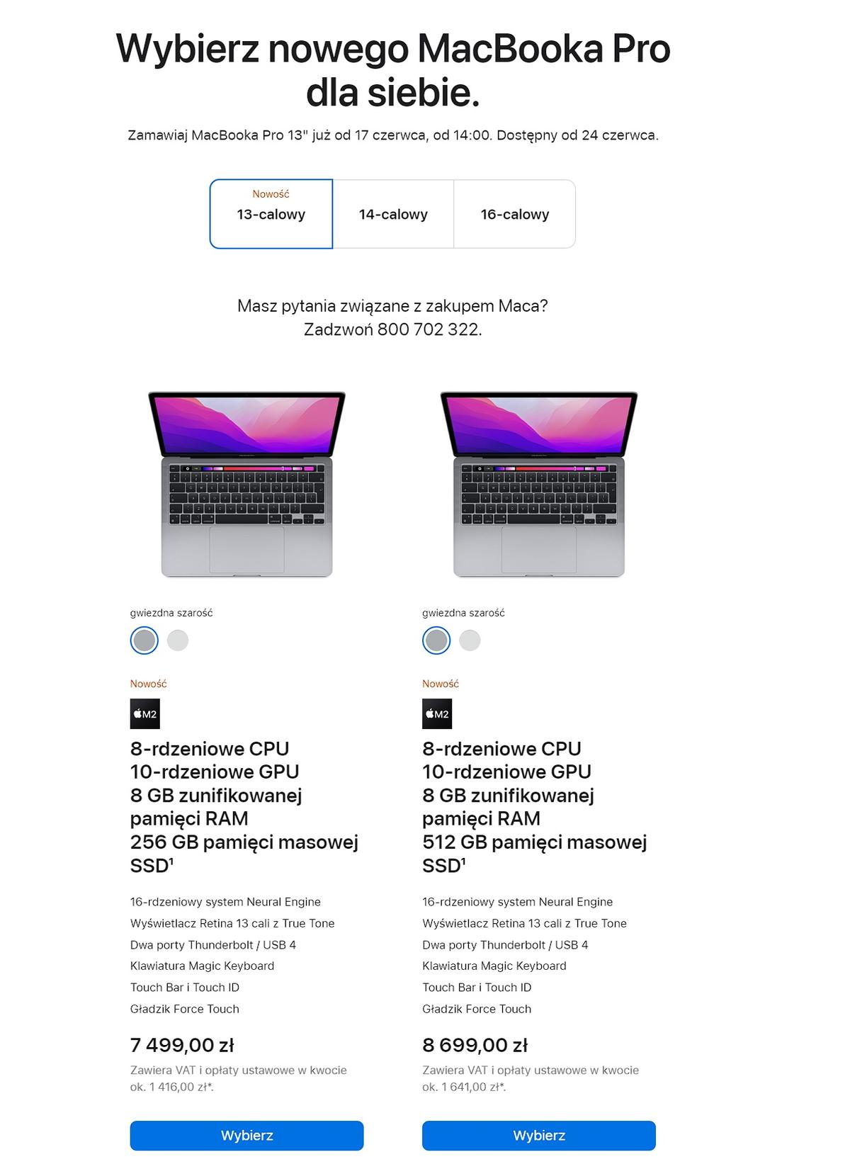 MacBook Pro 13 z czipem M2 - polskie ceny. class="wp-image-2220150" 