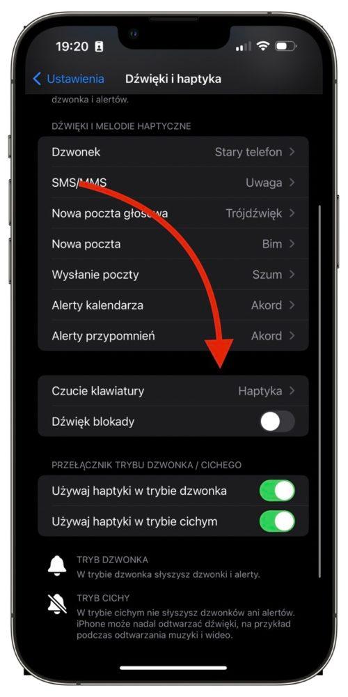 iphone iOS 16 klawiatura wibracje haptyka 