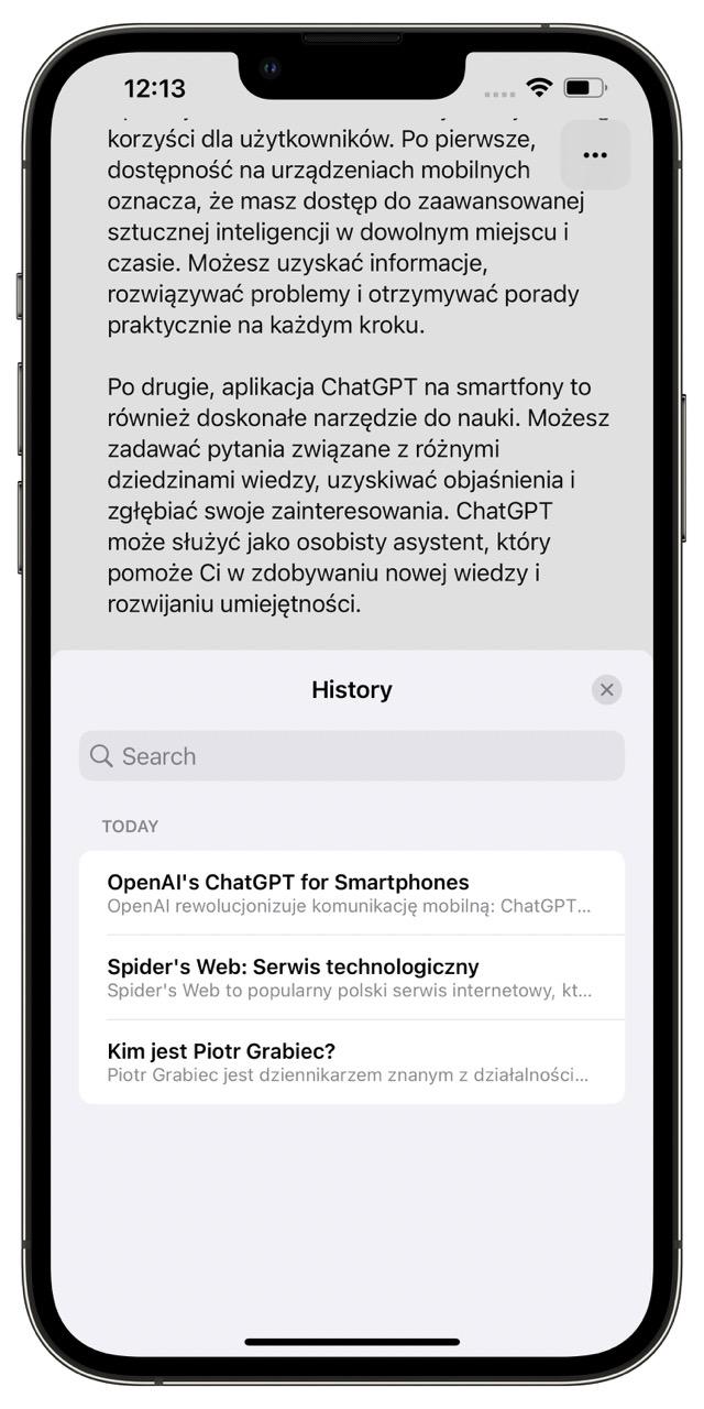 Oficjalna aplikacja ChatGPT na telefony iPhone - historia class="wp-image-3625286" 