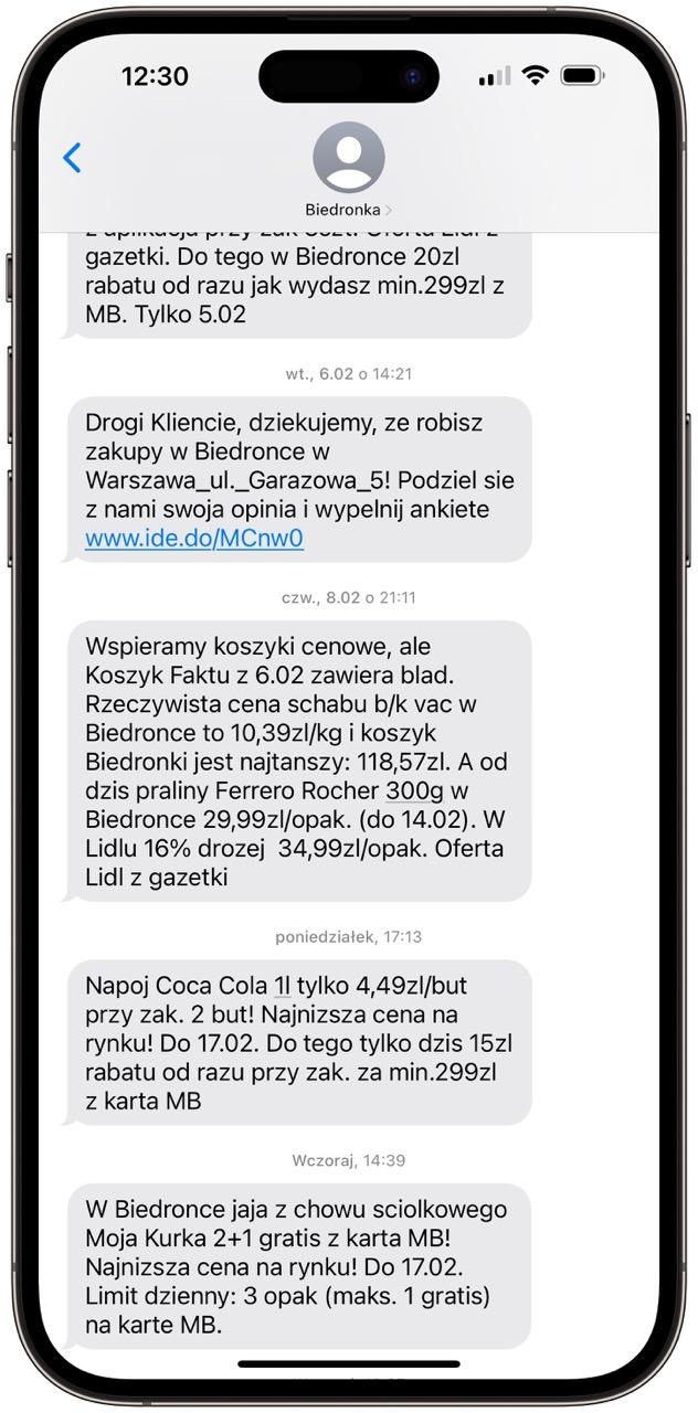SMS-y od Biedronki 