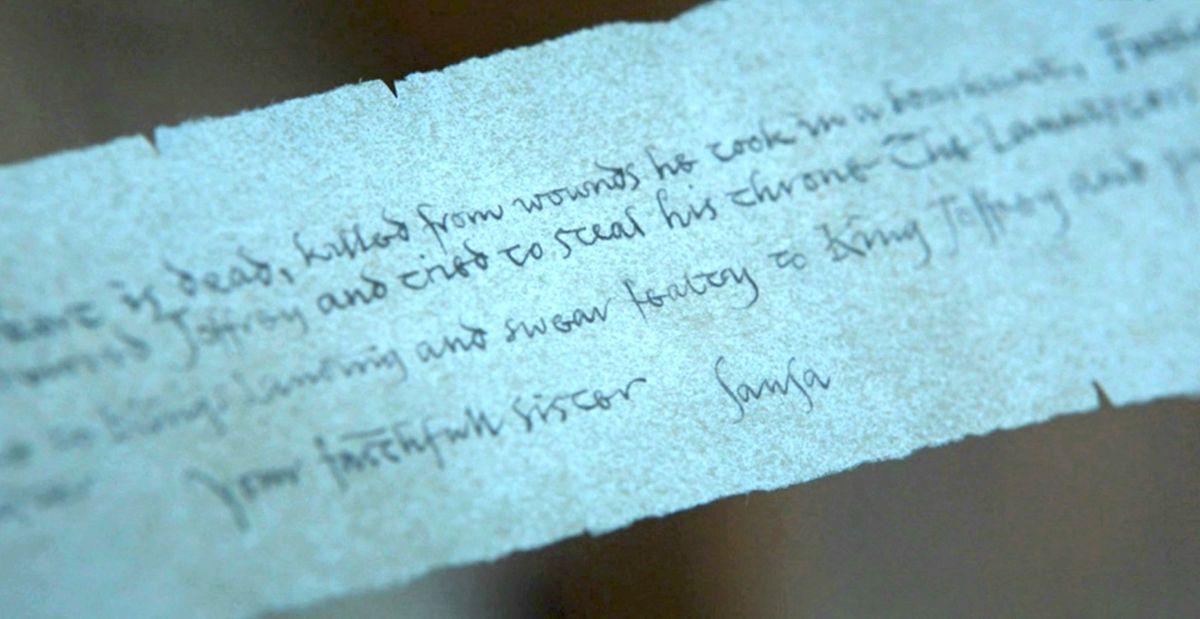 Gra o tron - co było w liście, który Arya wykradła Littlefingerowi?
